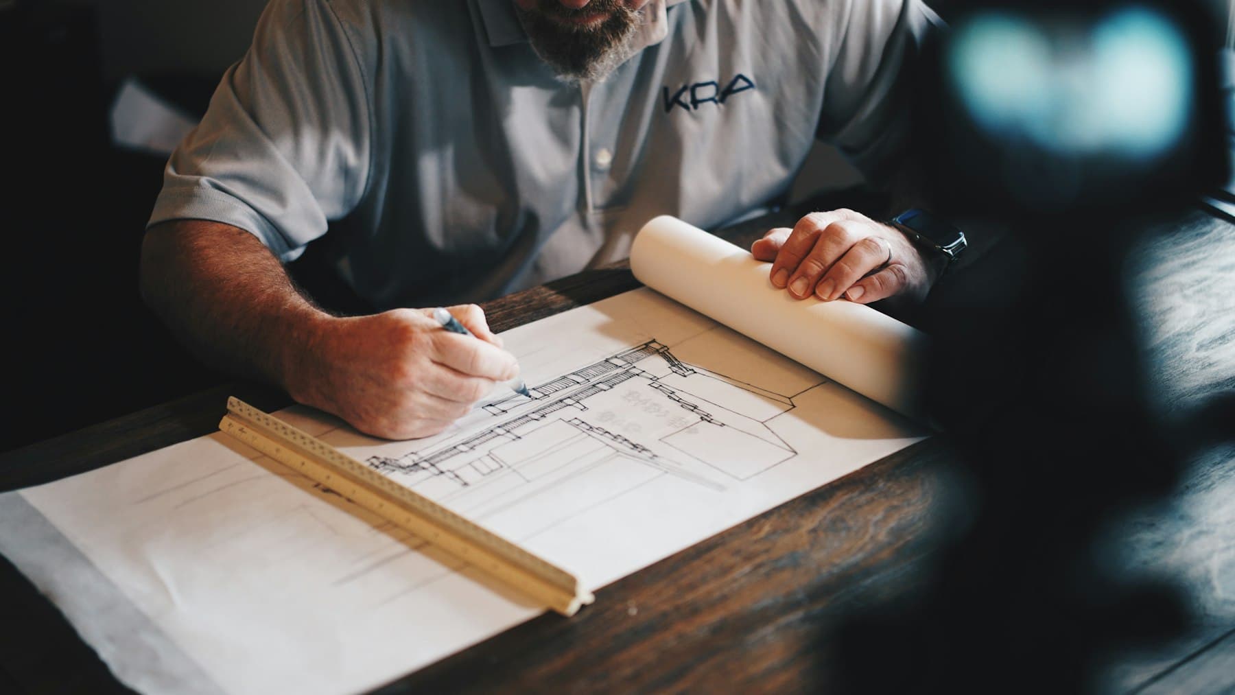 An architect sketching a plan by hand